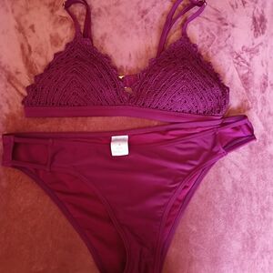 Purple Lace Bralette and Bikini Set